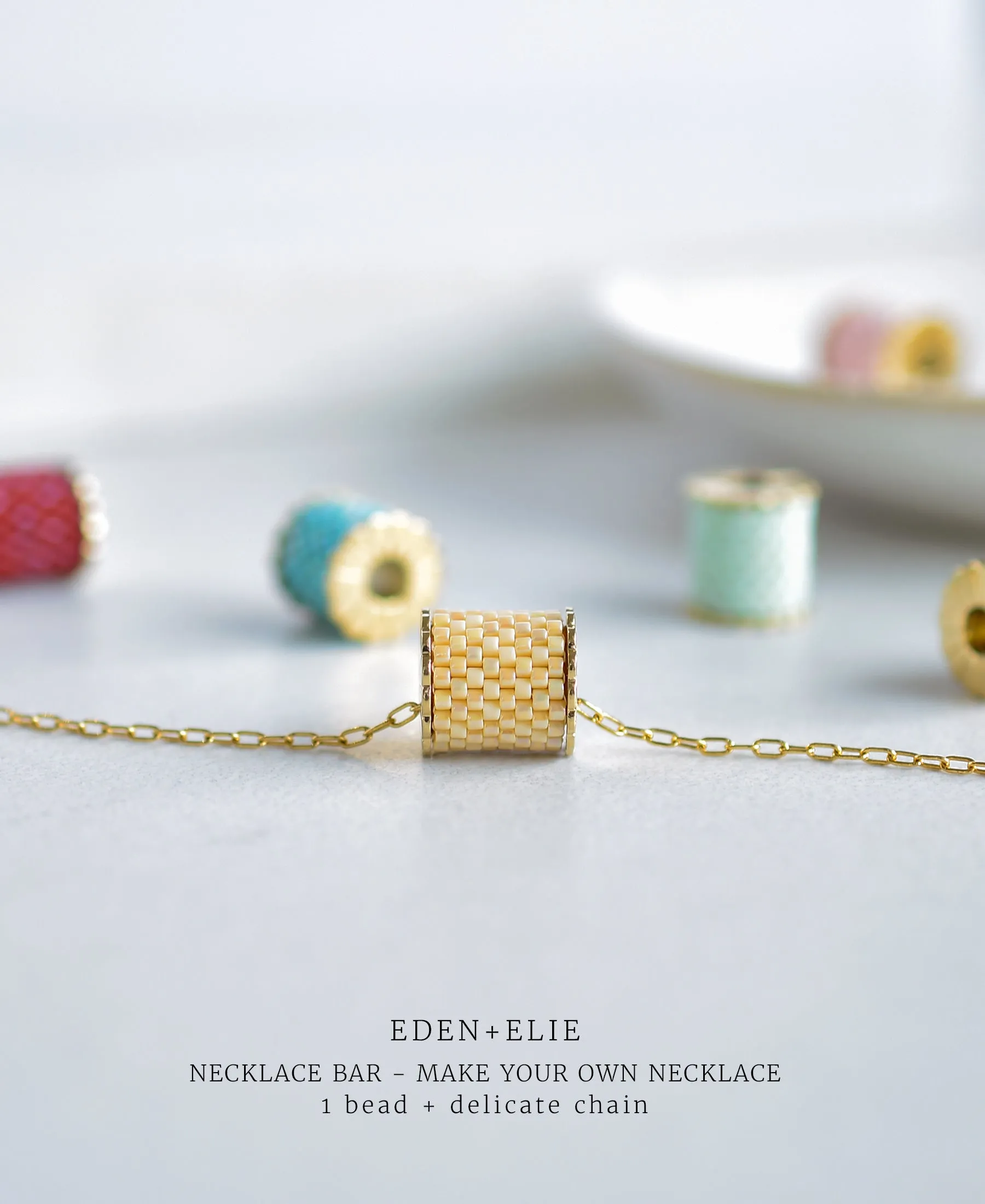 EDEN   ELIE Necklace Bar single bead   optional chain - peranakan ruby