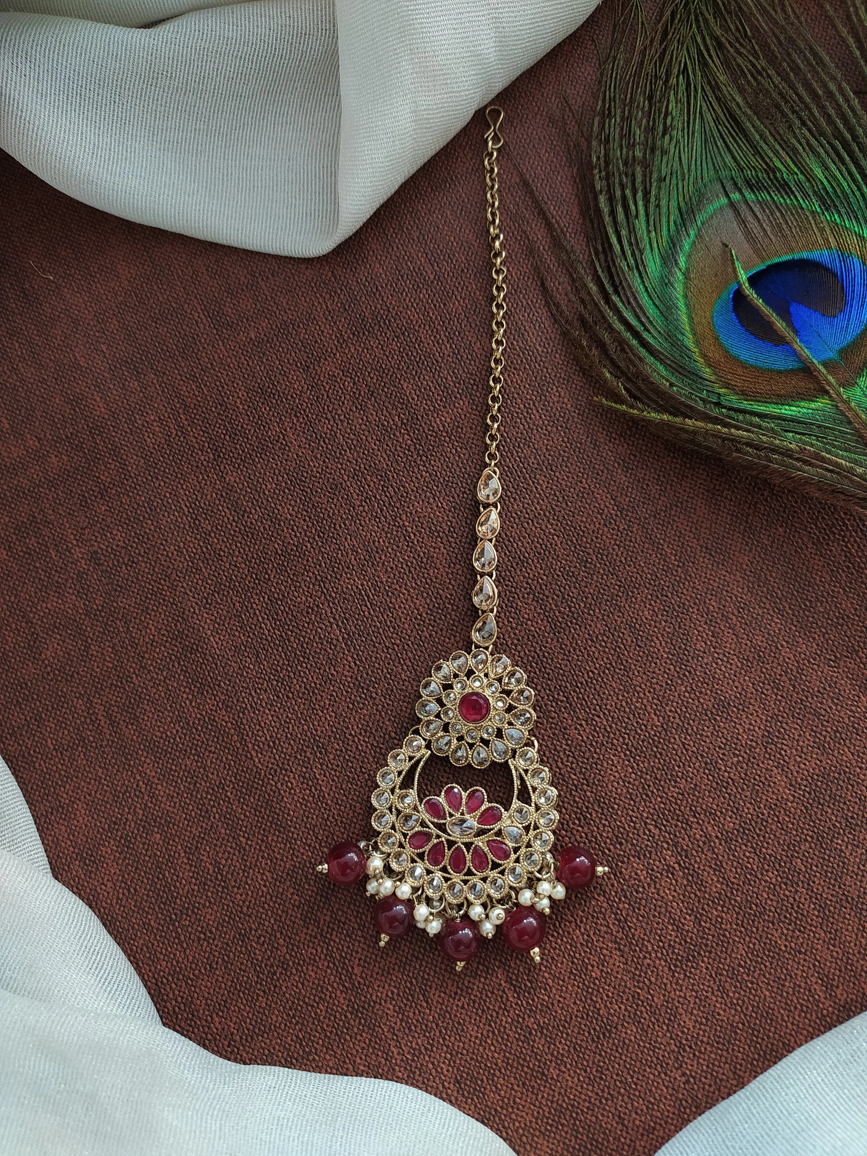 Elegant Mehandi Necklace Set with Beads and Pearl Drops
