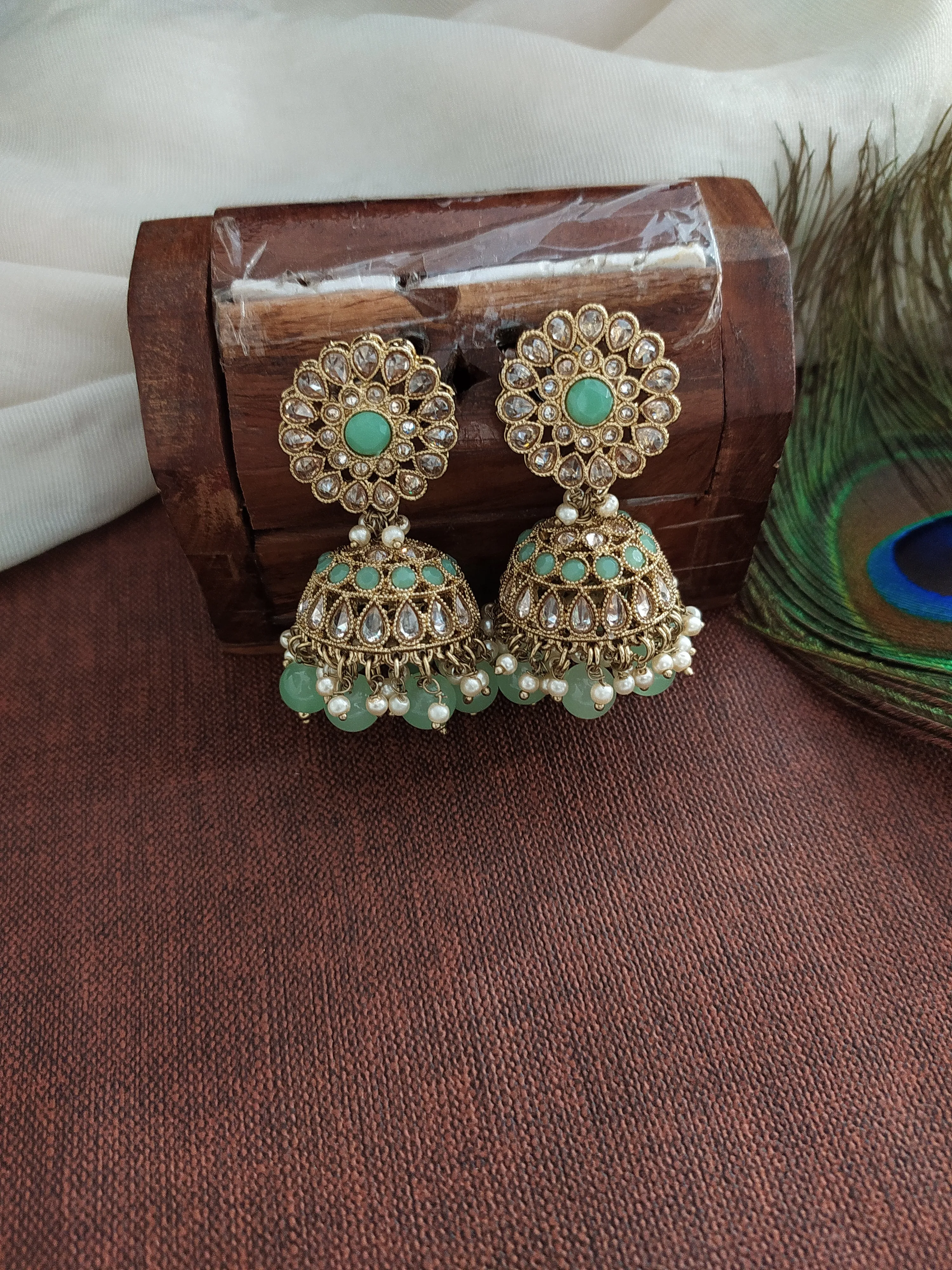 Elegant Mehandi Necklace Set with Beads and Pearl Drops