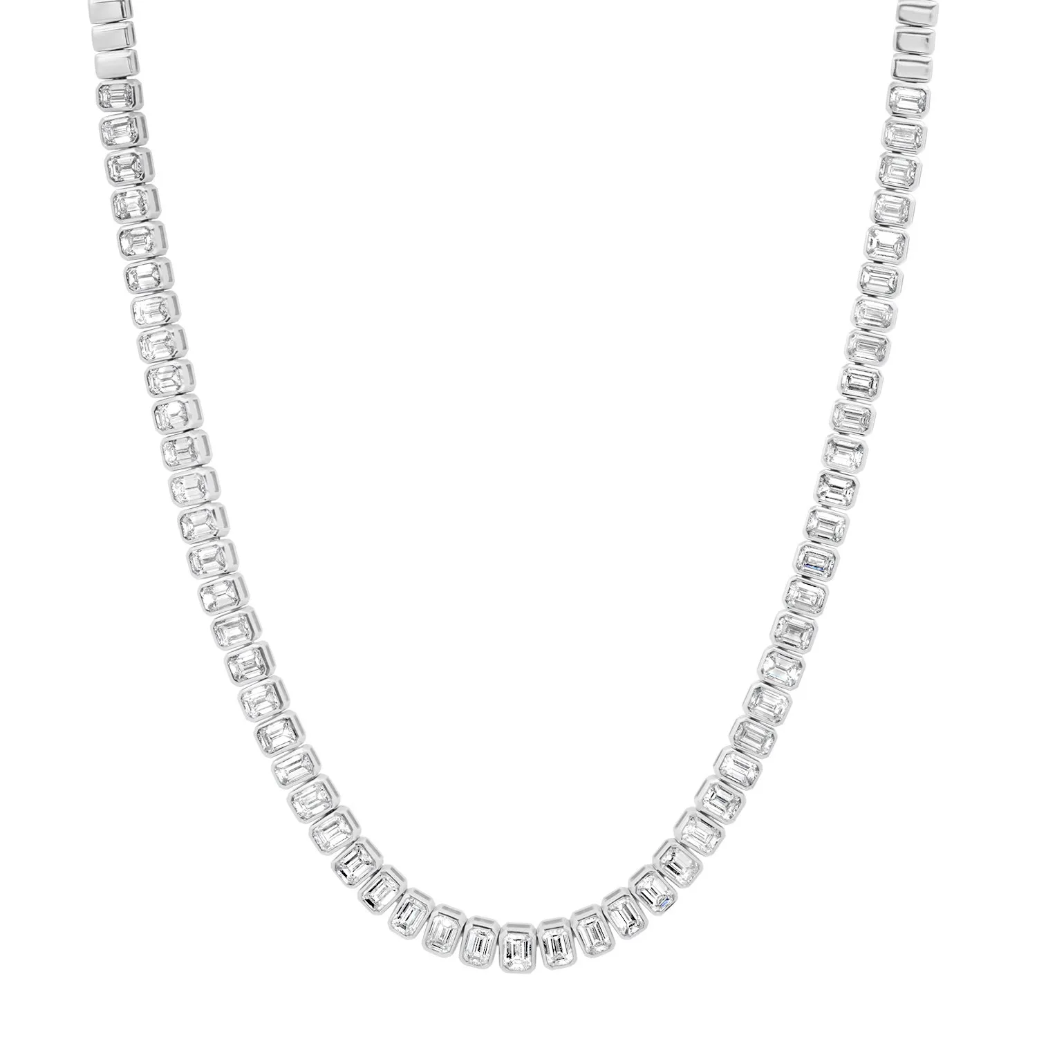 Emerald Cut Diamonds Half Tennis Necklace