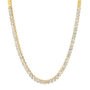 Emerald Cut Diamonds Half Tennis Necklace