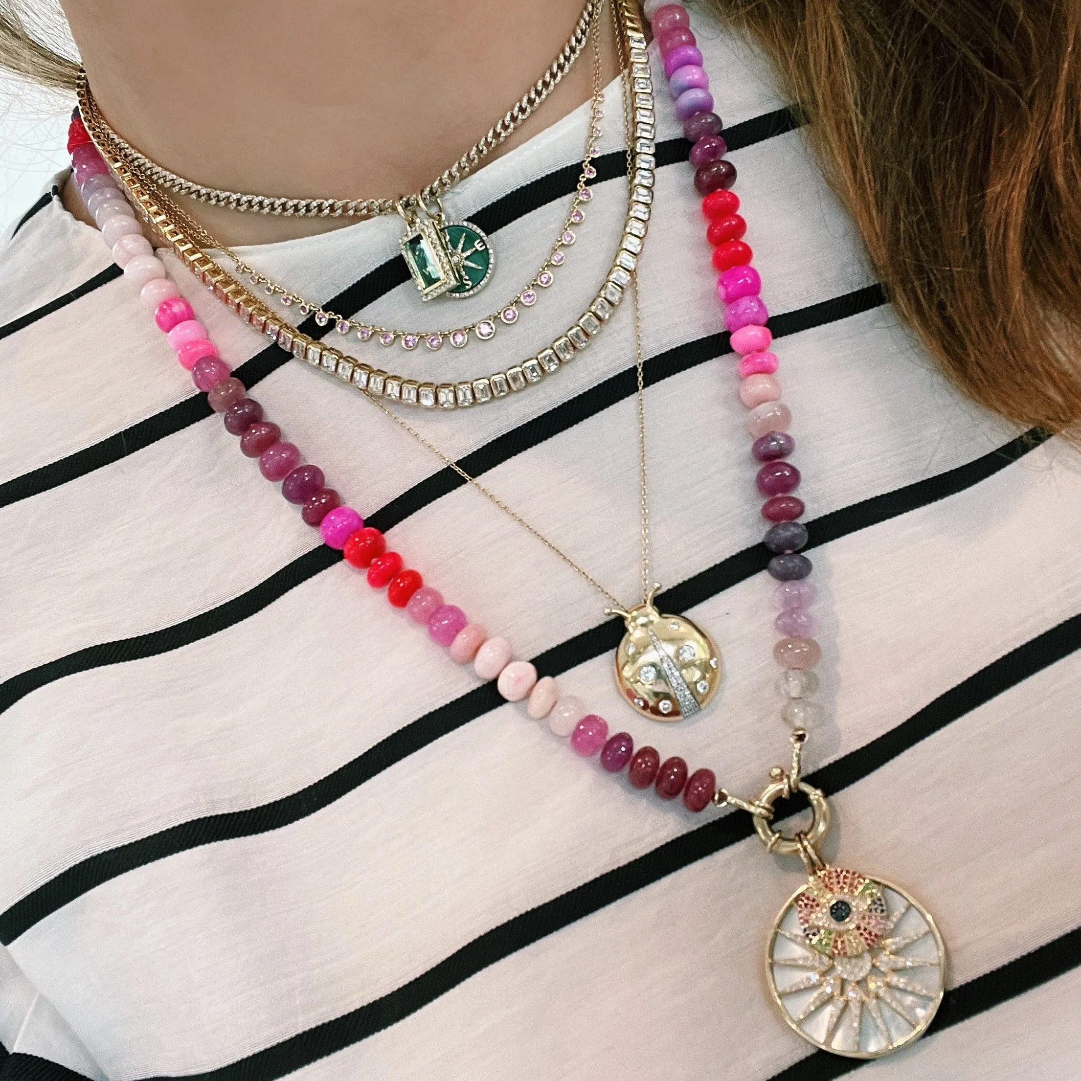 Emerald Cut Diamonds Half Tennis Necklace