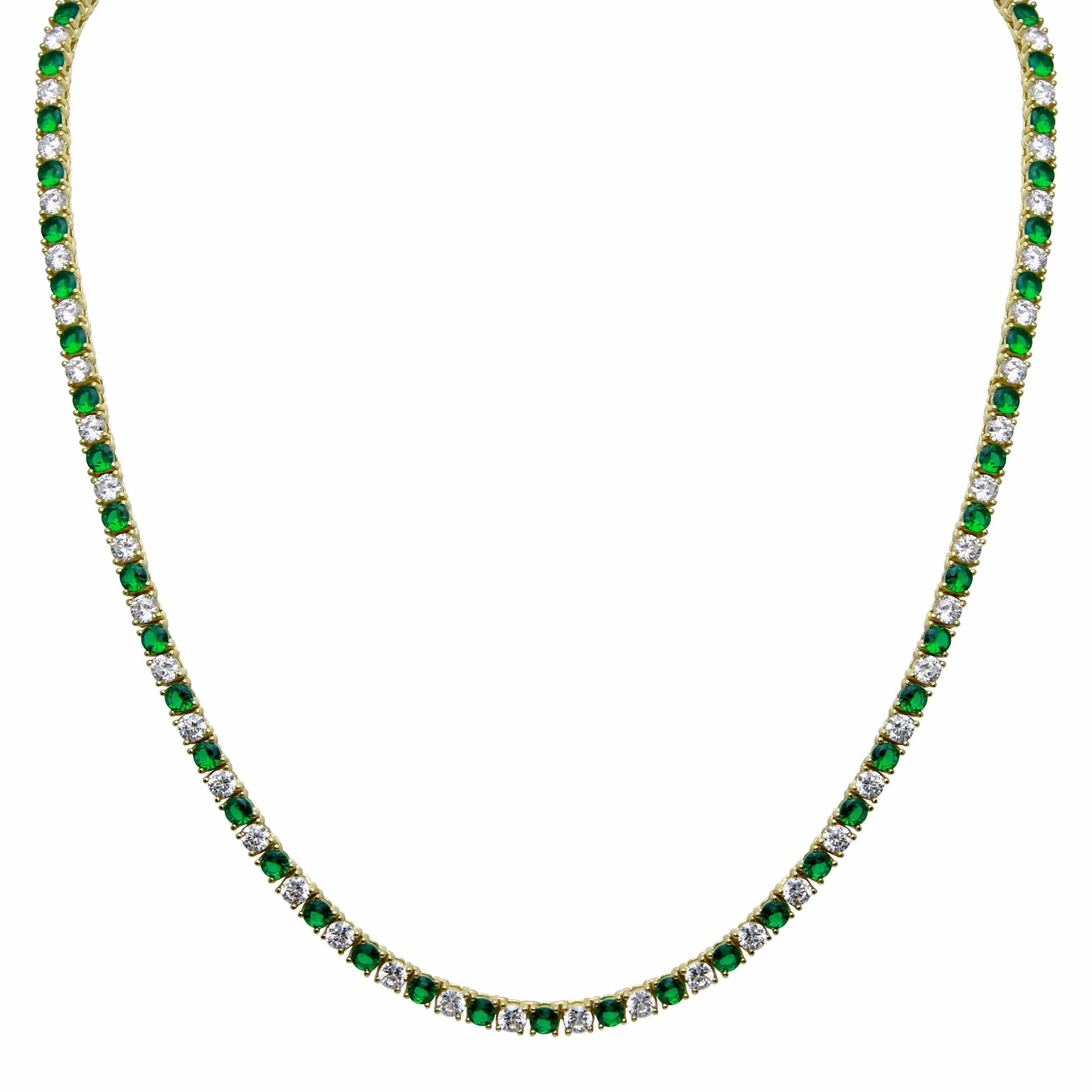 Emerald Diamond Tennis Necklace