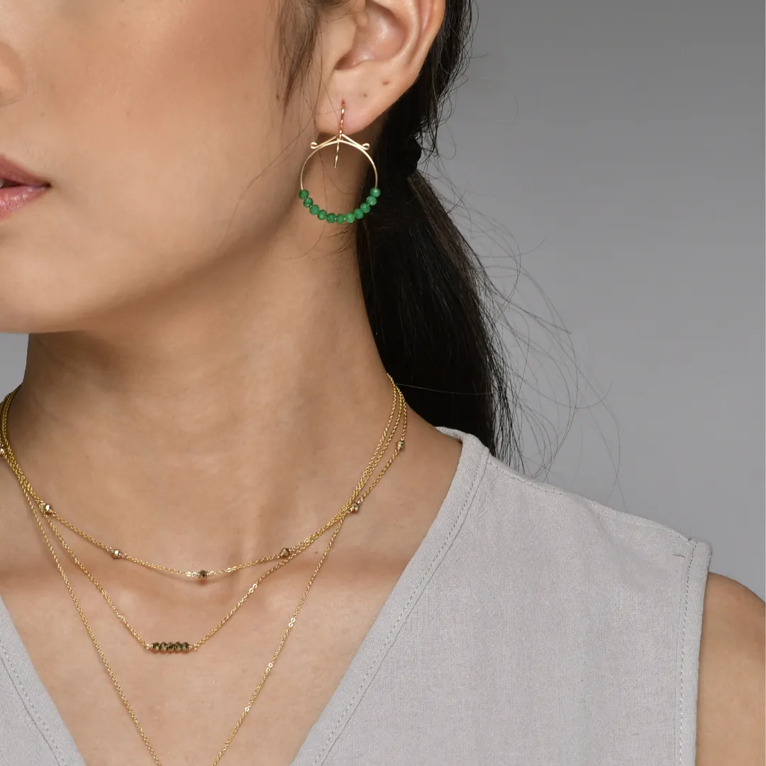 Emerald Hoop Fidget Earrings
