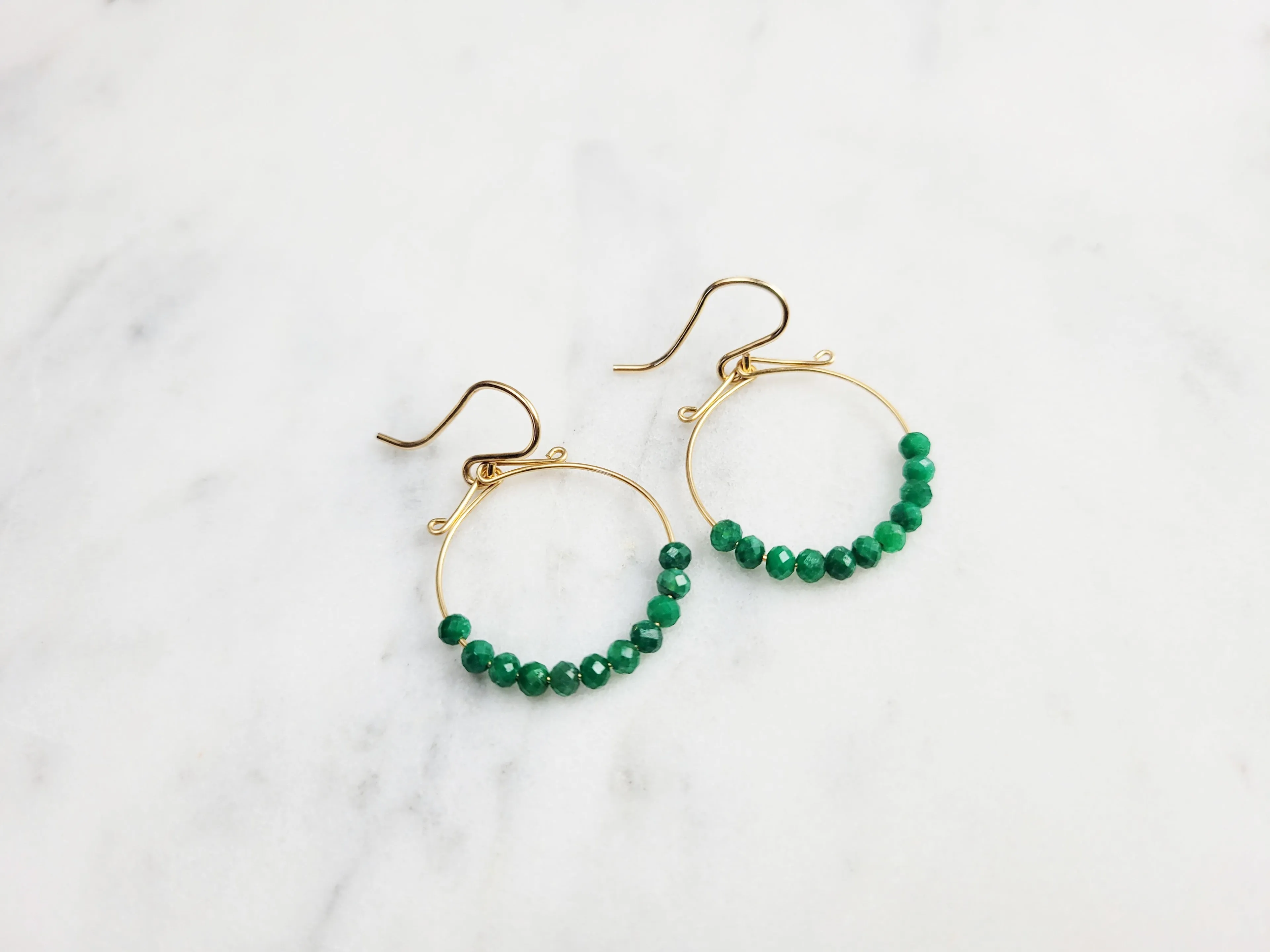 Emerald Hoop Fidget Earrings