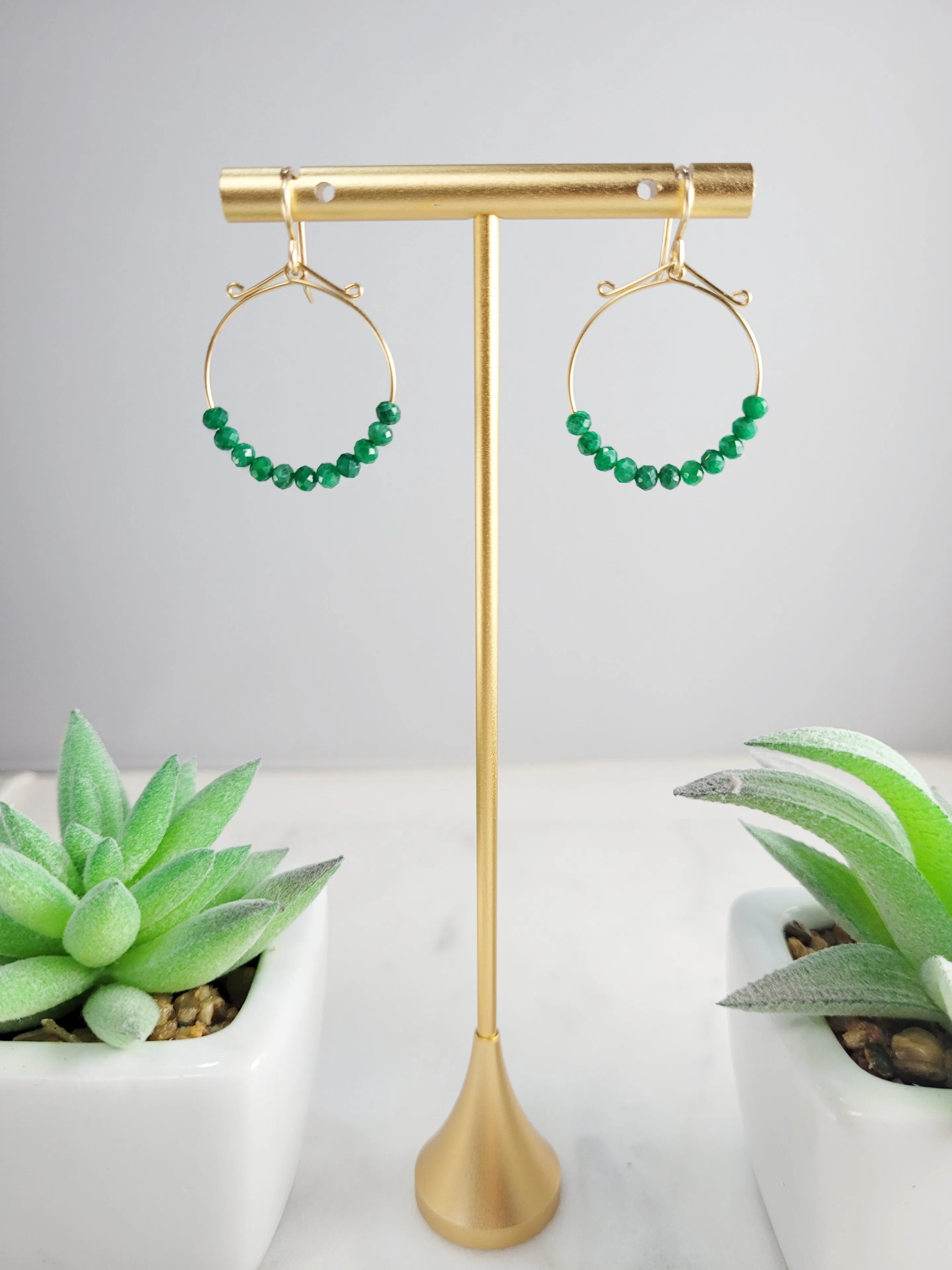 Emerald Hoop Fidget Earrings