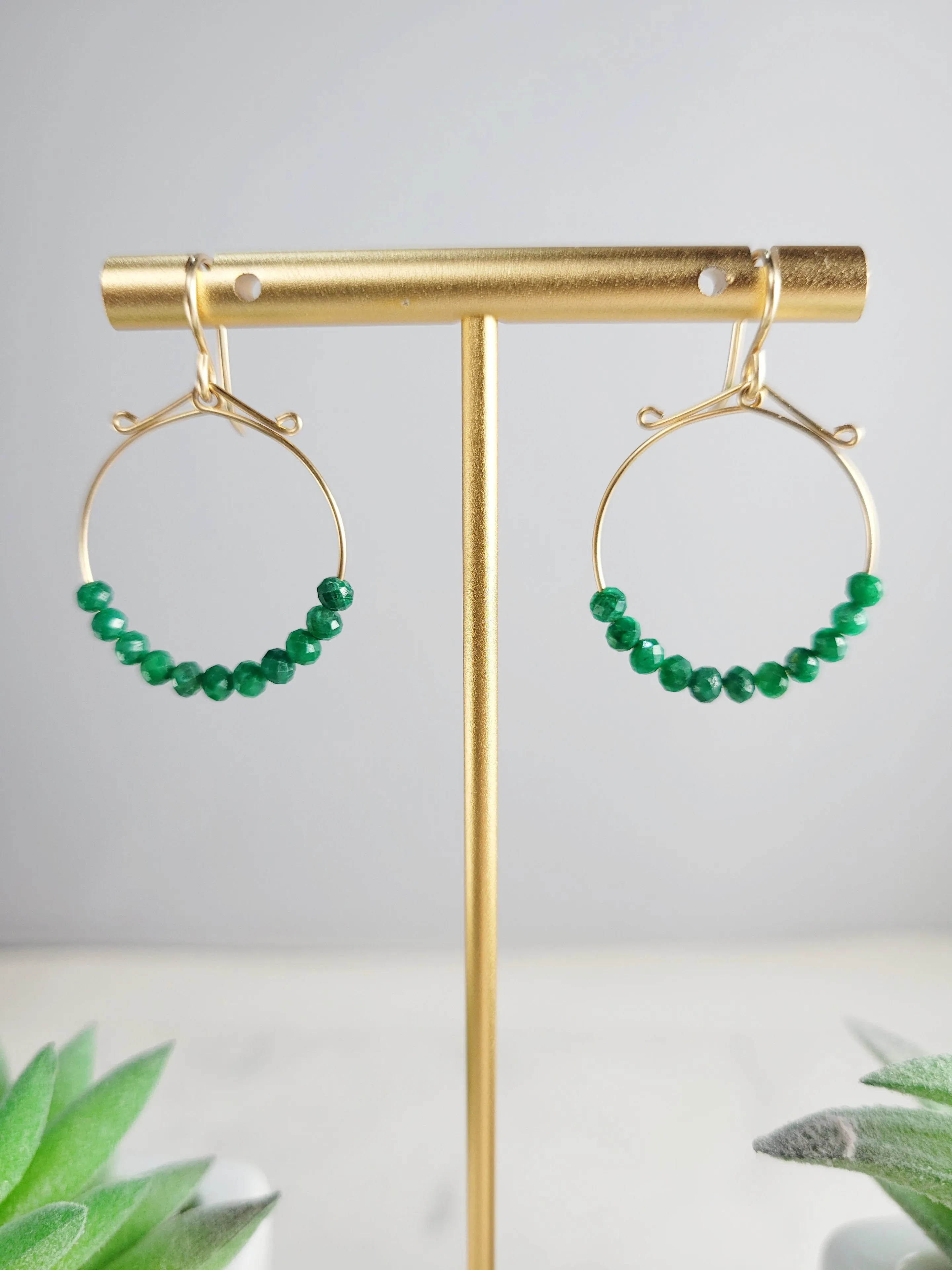 Emerald Hoop Fidget Earrings