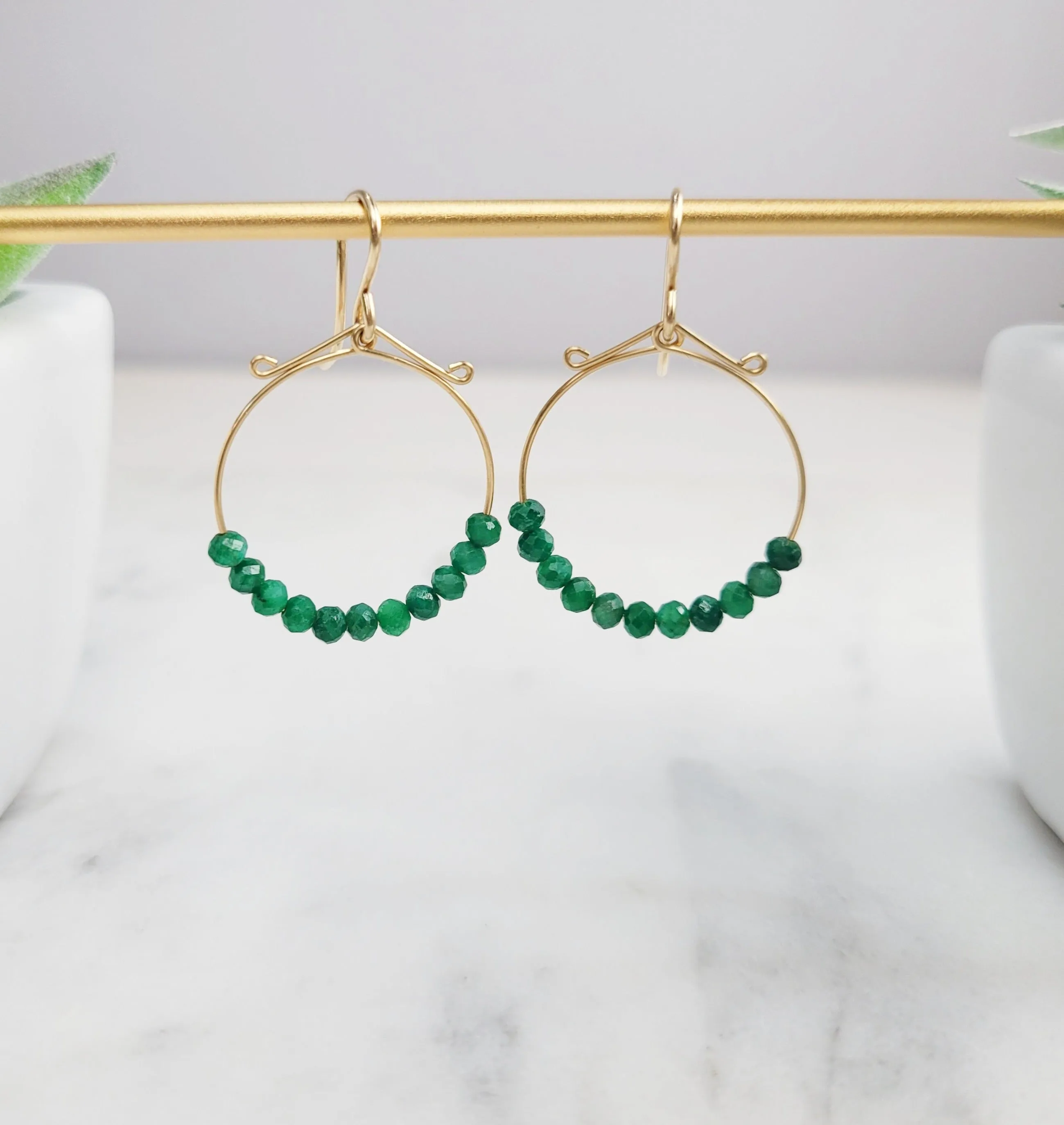 Emerald Hoop Fidget Earrings