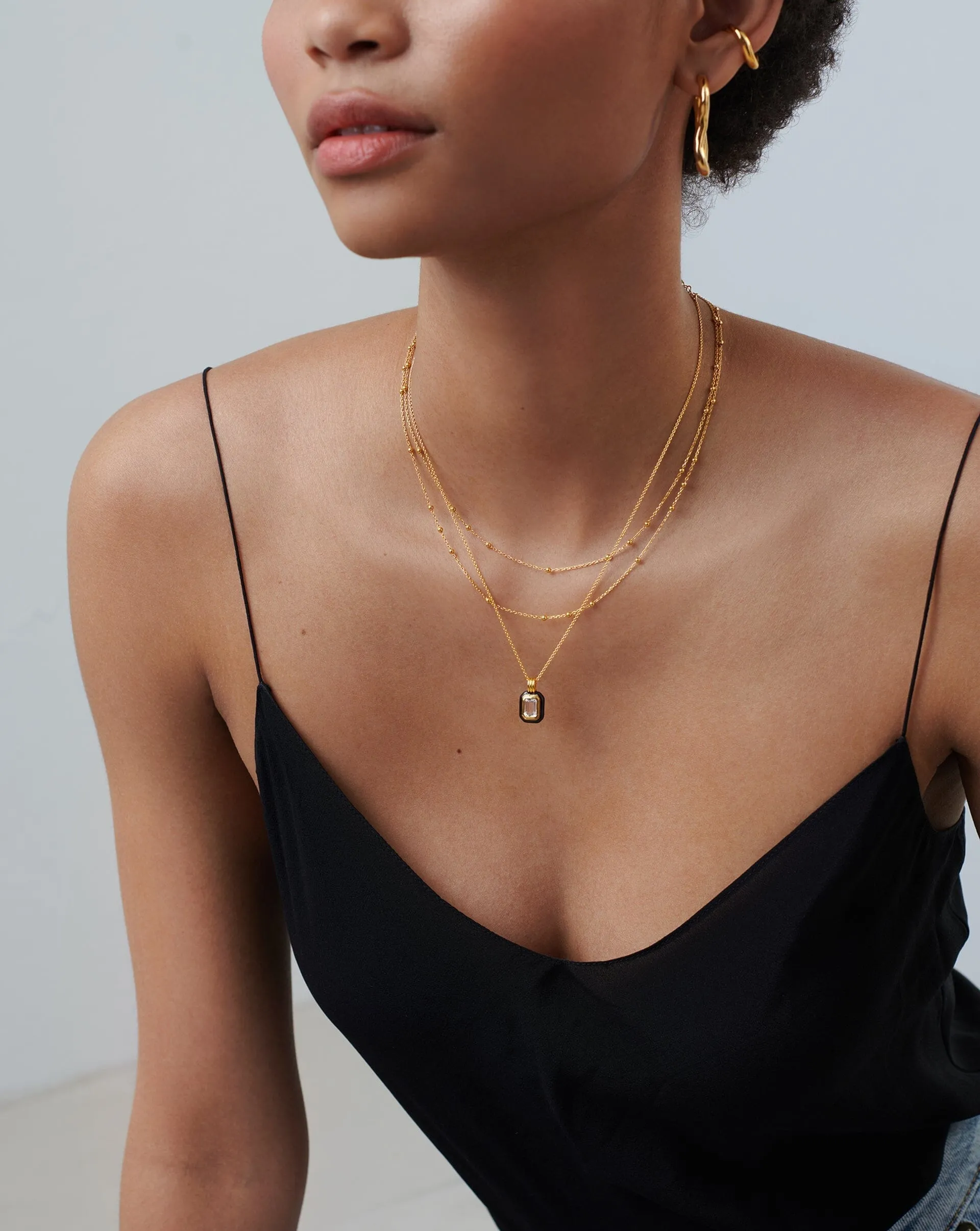 Enamel & Stone Pendant Necklace | 18k Gold Vermeil/Blue Cubic Zirconia