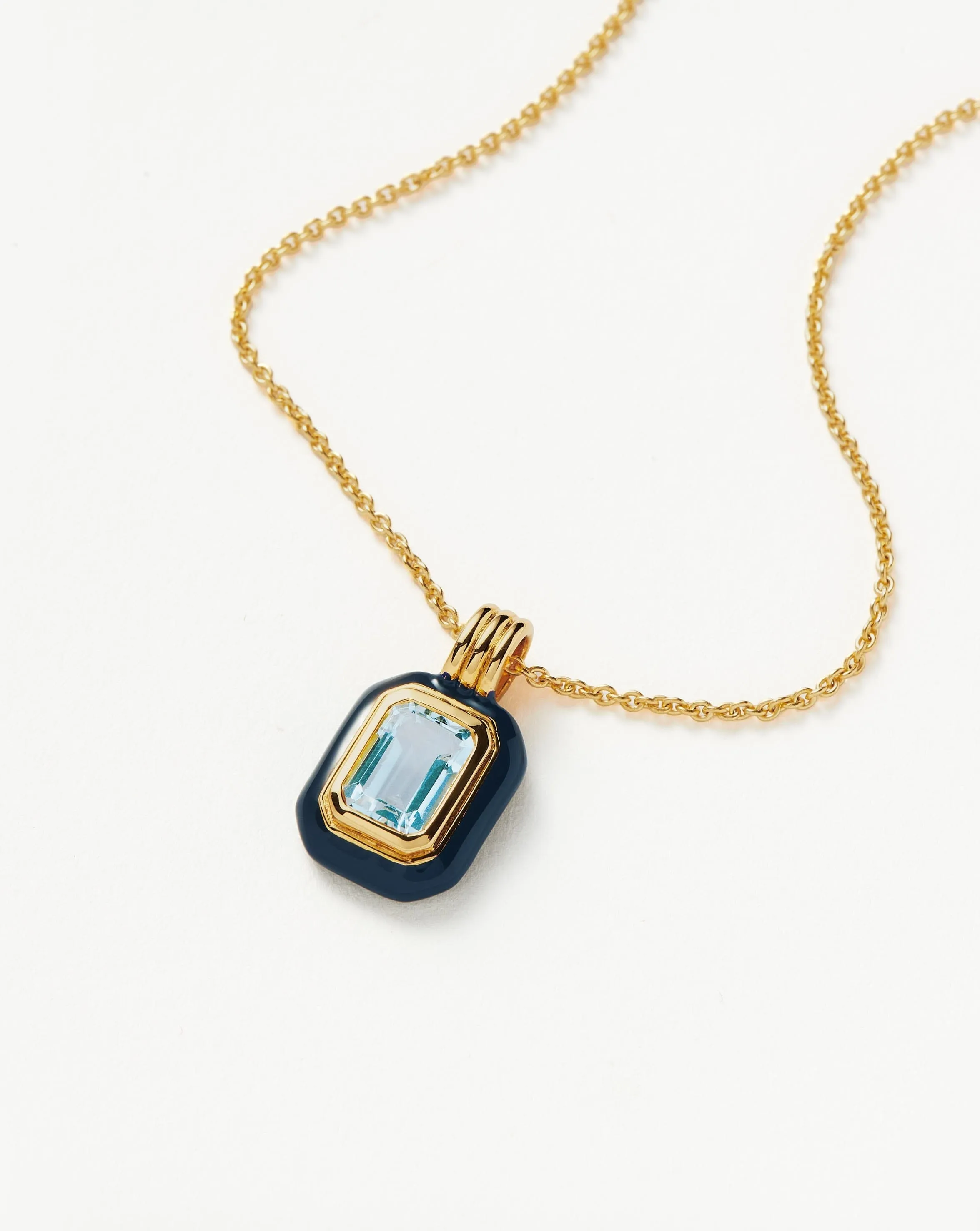 Enamel & Stone Pendant Necklace | 18k Gold Vermeil/Blue Cubic Zirconia
