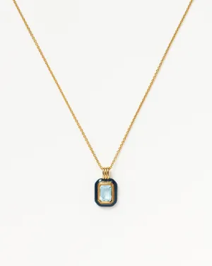 Enamel & Stone Pendant Necklace | 18k Gold Vermeil/Blue Cubic Zirconia