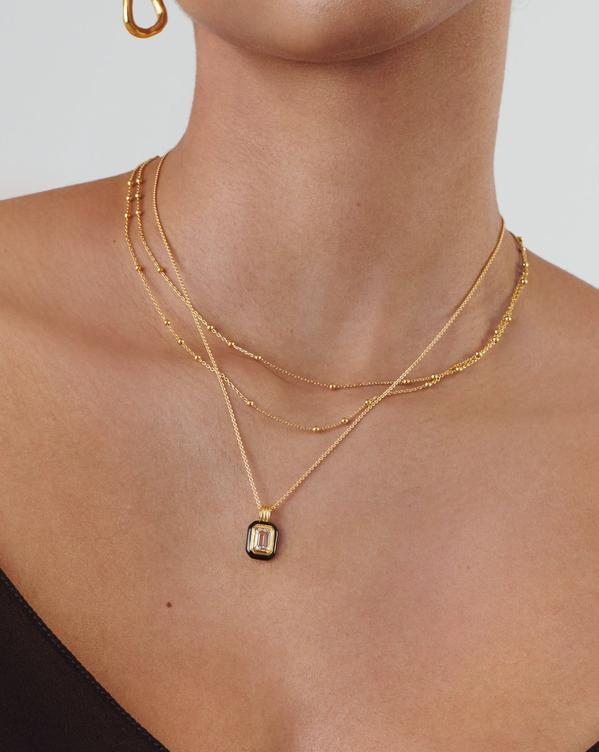 Enamel & Stone Pendant Necklace | 18k Gold Vermeil/Blue Cubic Zirconia