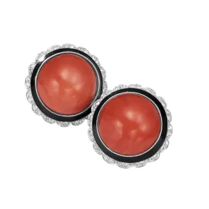 Estate Coral and Diamond Earrings