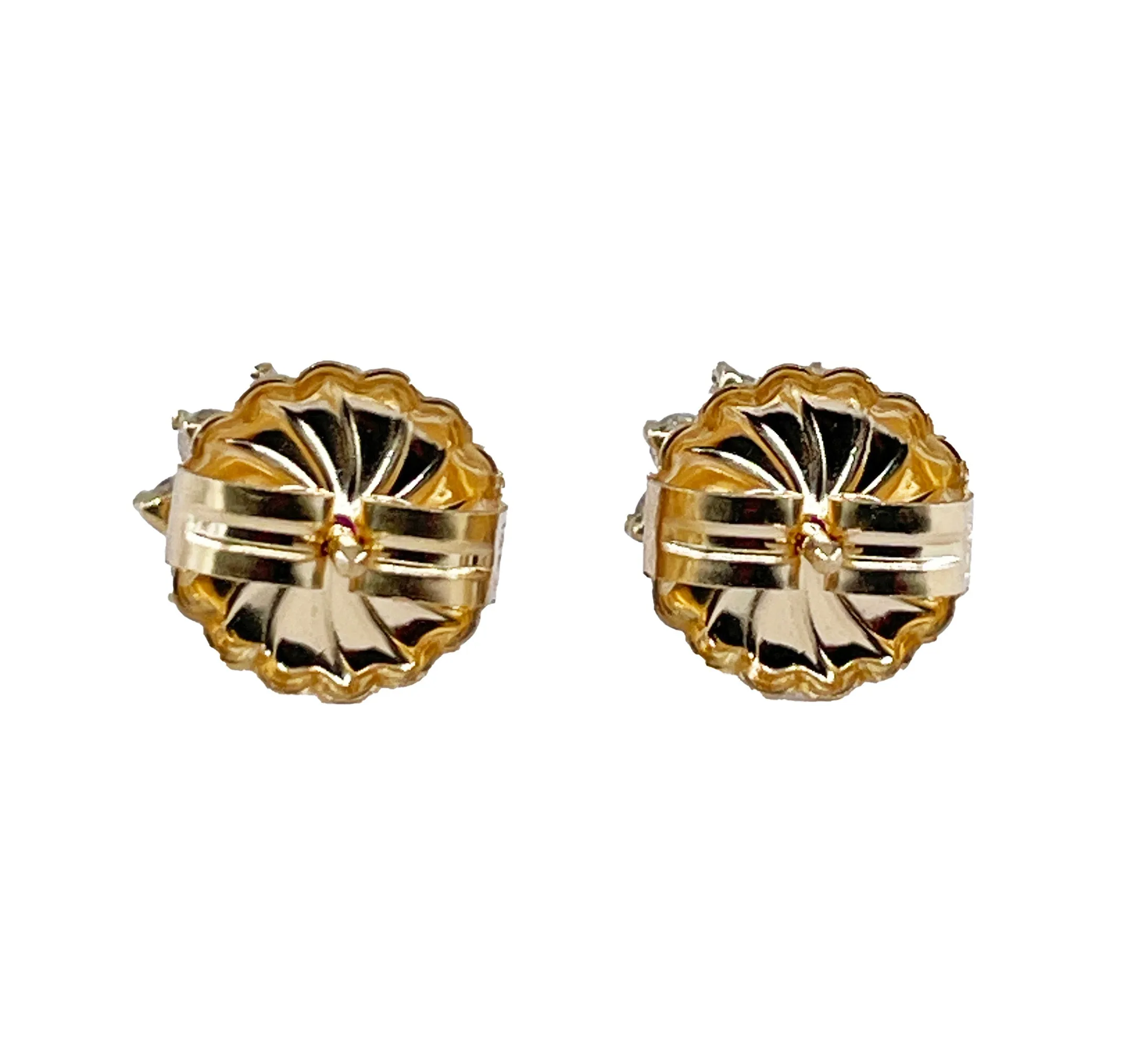 Estate Vintage 1.50ctw Oval Red RUBY & Diamonds 14K/18KYellow Gold Cluster Stud Post Earrings Ear Pendants