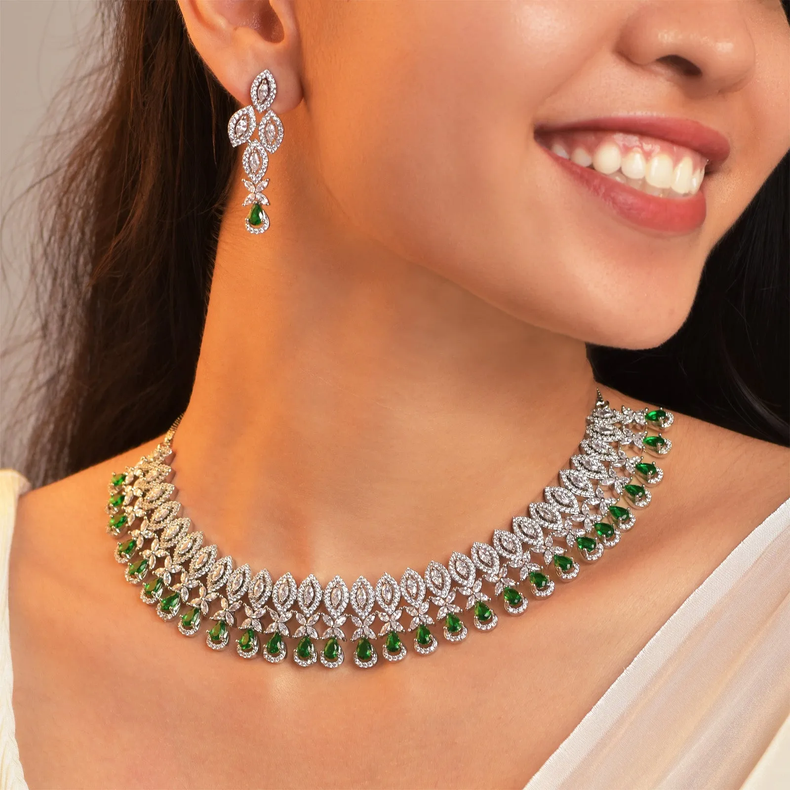 Eva Rhodium Cz Necklace