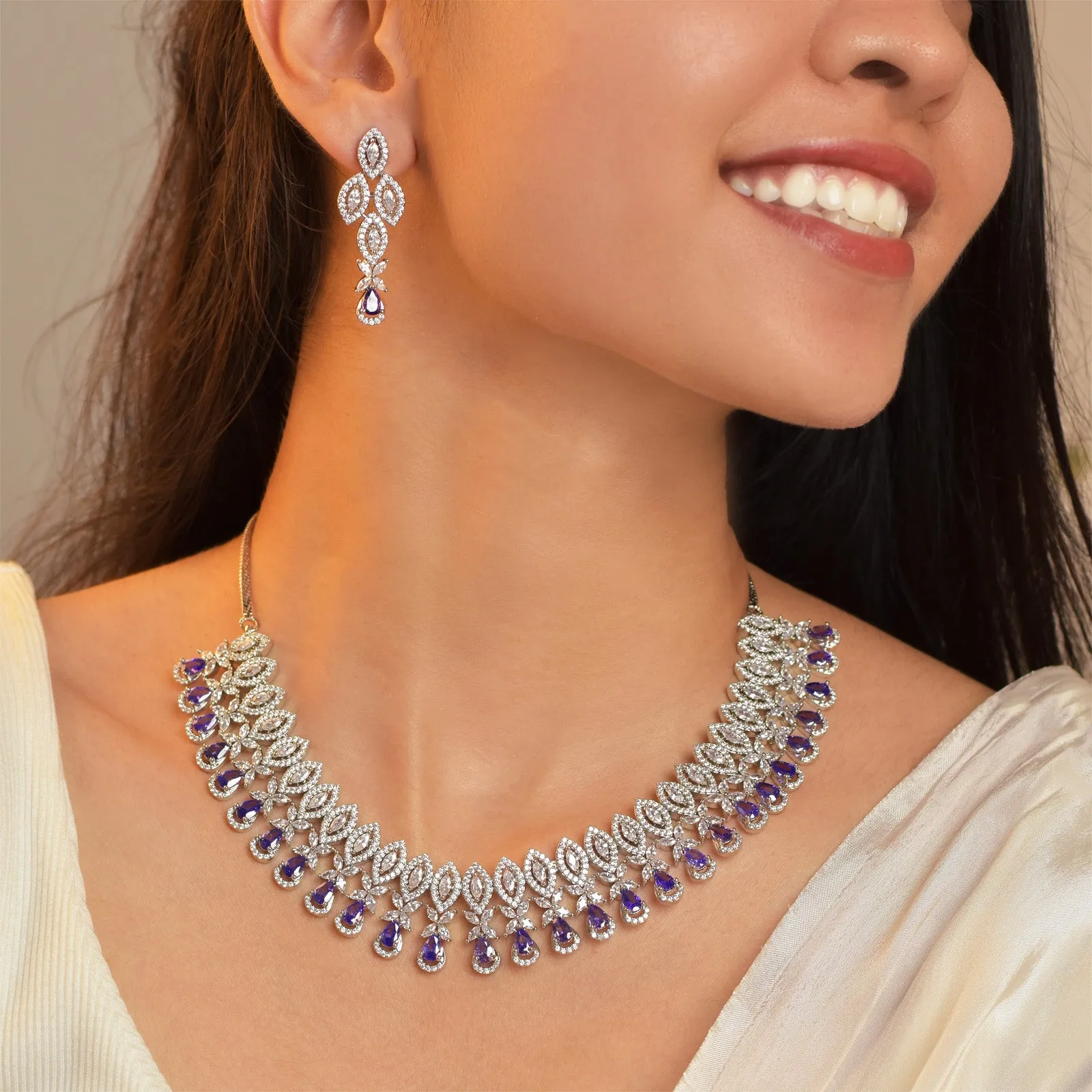 Eva Rhodium Cz Necklace