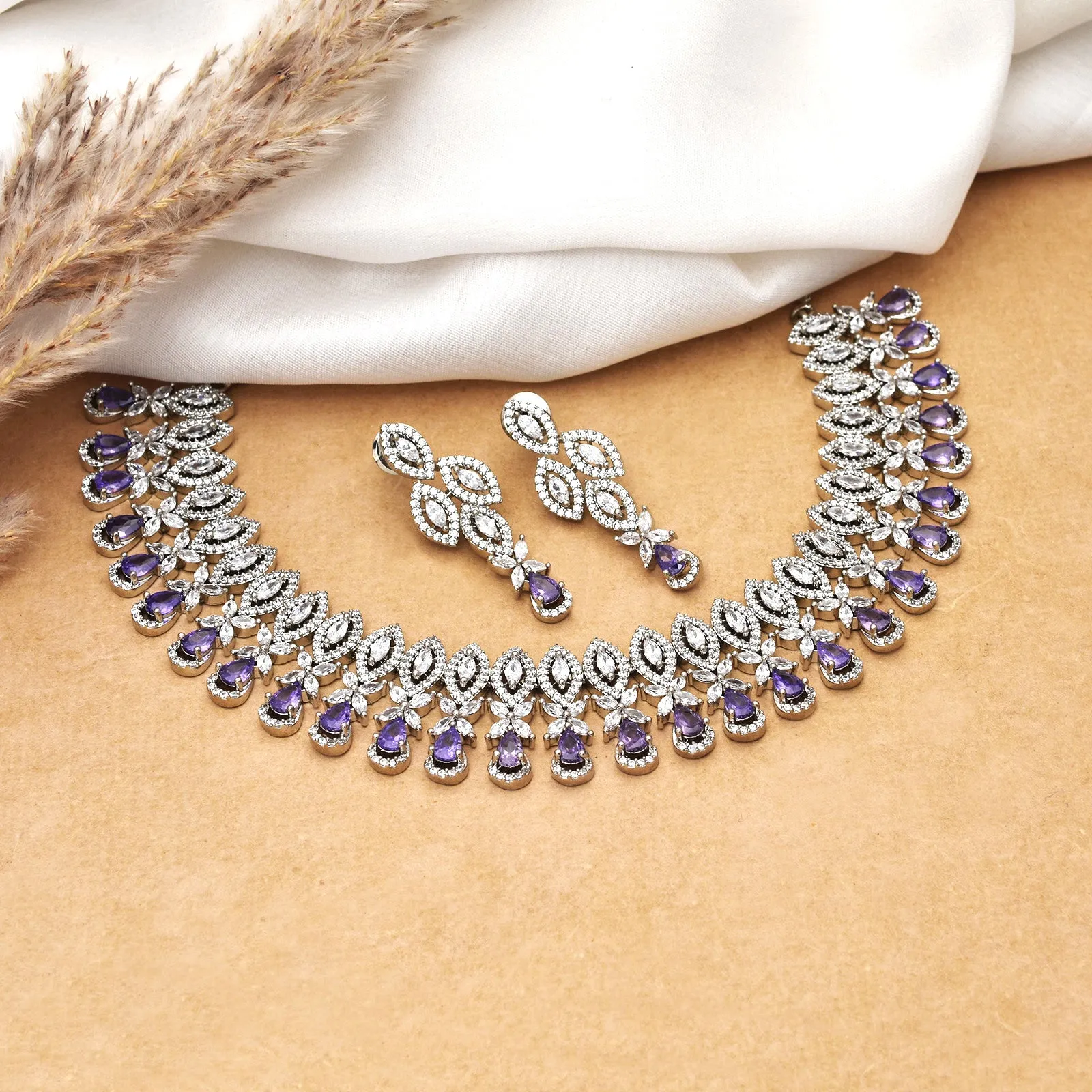 Eva Rhodium Cz Necklace
