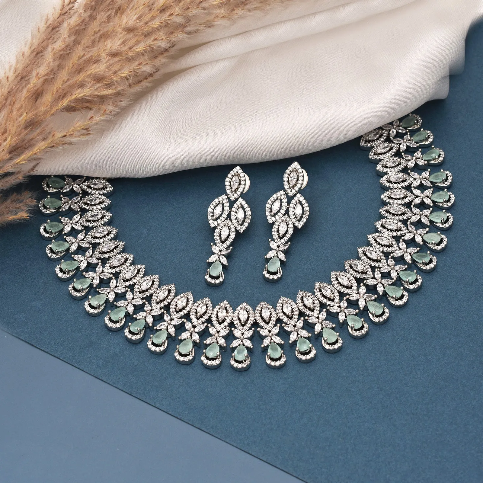 Eva Rhodium Cz Necklace