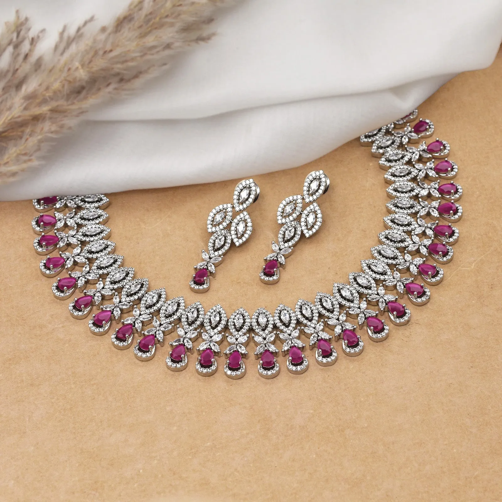 Eva Rhodium Cz Necklace