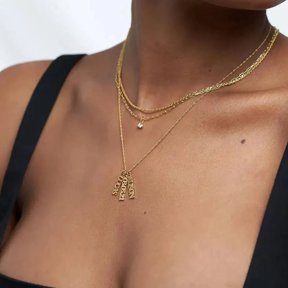 Exceptional Name Necklace with Birthstone in 14kt Gold Over Sterling Silver