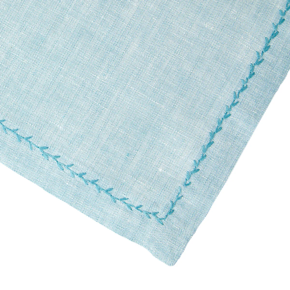 Feather Stitch Napkin Aquamarine