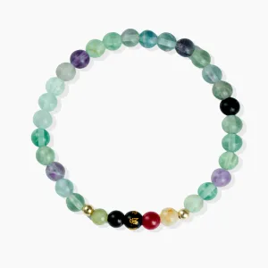 Fluorite Mega Happiness Lucky 7 Gemstone Bracelet With REAL Gold