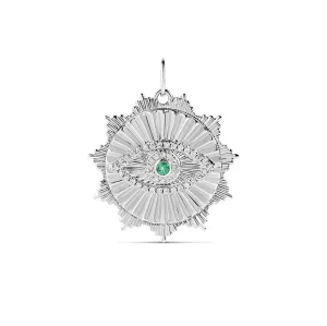 Fluted Evil Eye Charm with Emerald