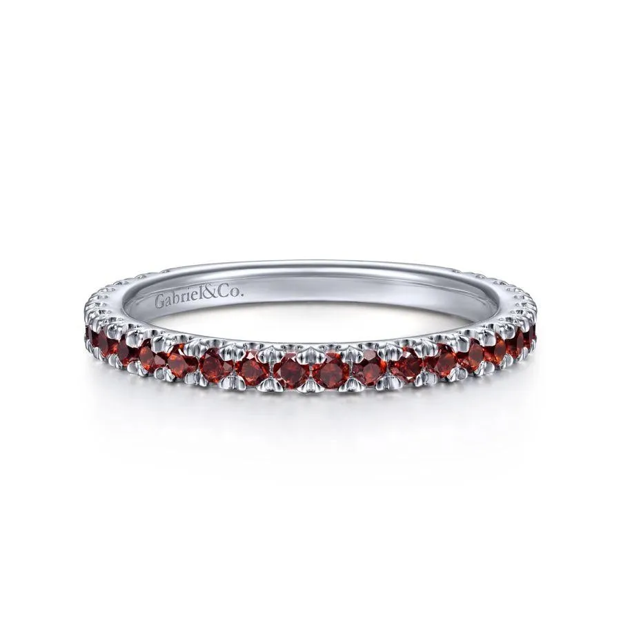 Gabriel & Co. 14K White Gold Garnet Stacklable Ring