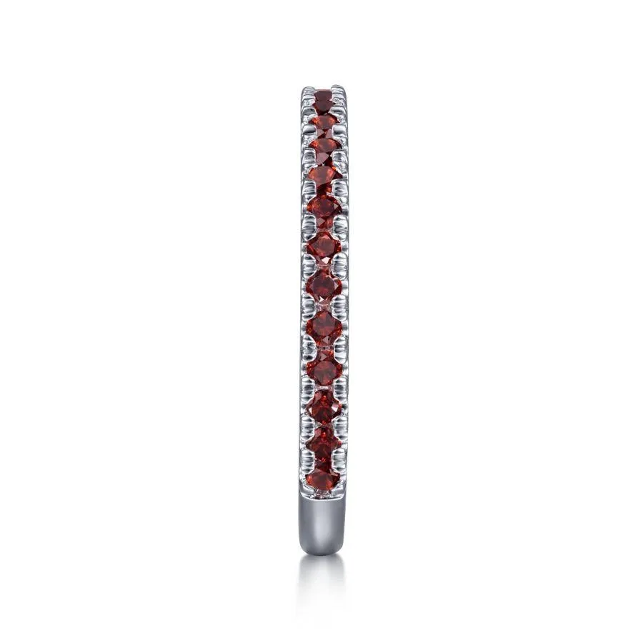 Gabriel & Co. 14K White Gold Garnet Stacklable Ring
