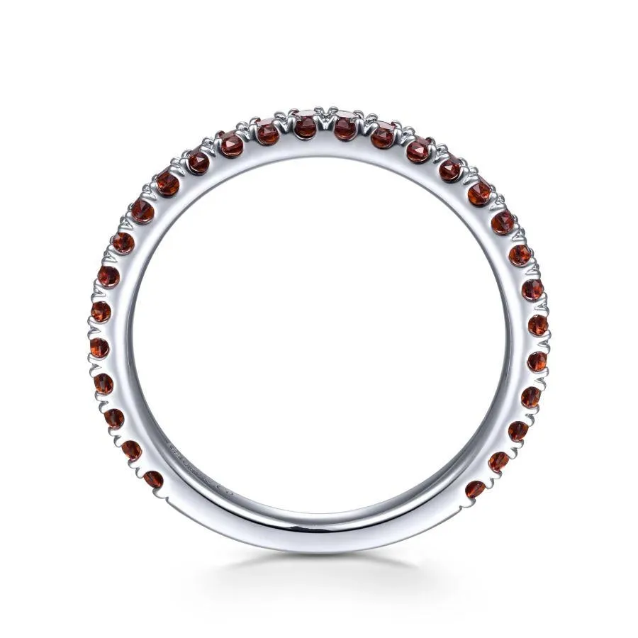 Gabriel & Co. 14K White Gold Garnet Stacklable Ring