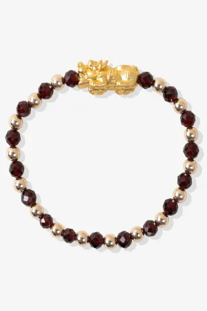 Garnet Infinite Fortune 18k Gold Vermei Pixiu Feng Shui Bracelet
