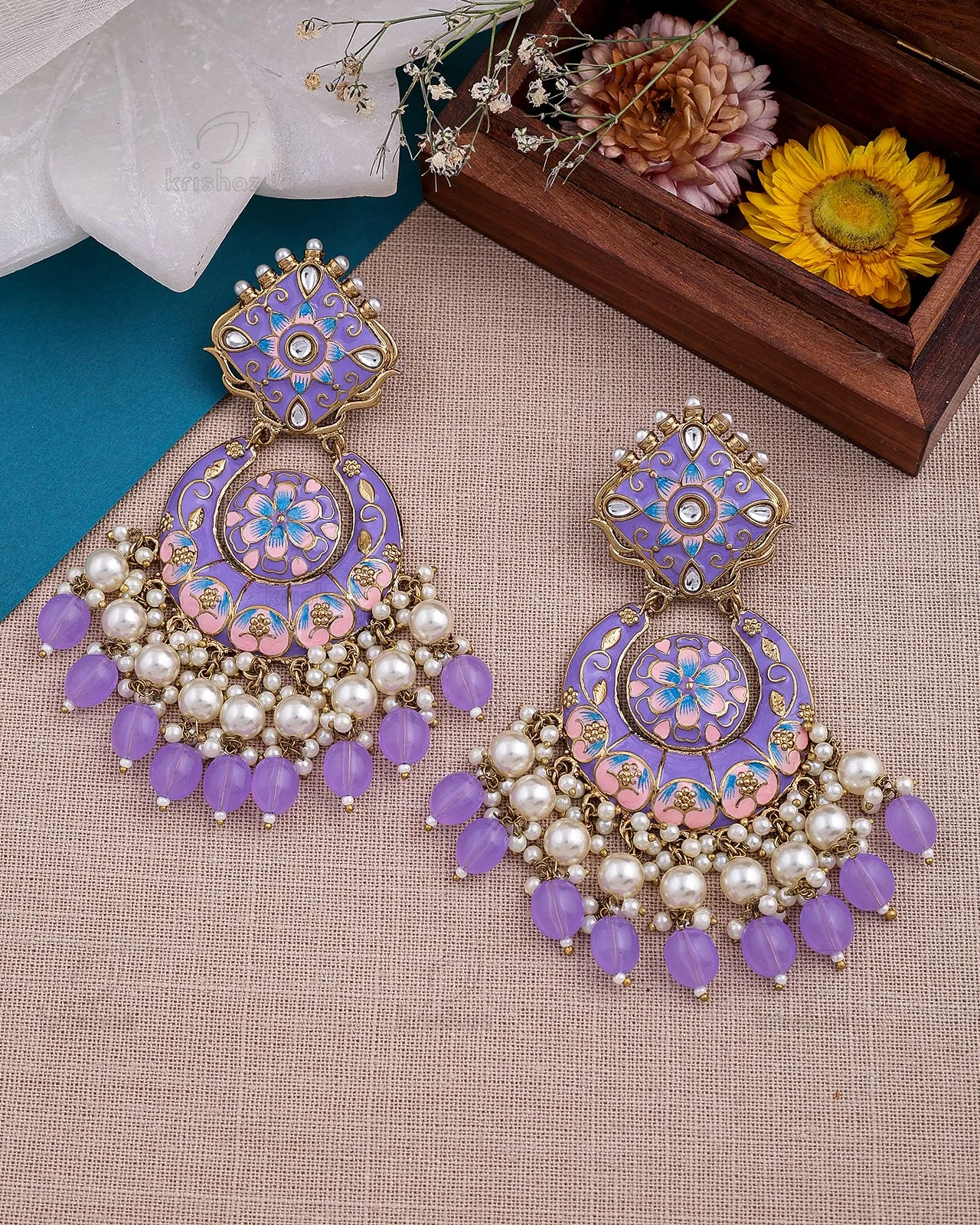 Ghazal Kundan Chandbali Earrings - RANG