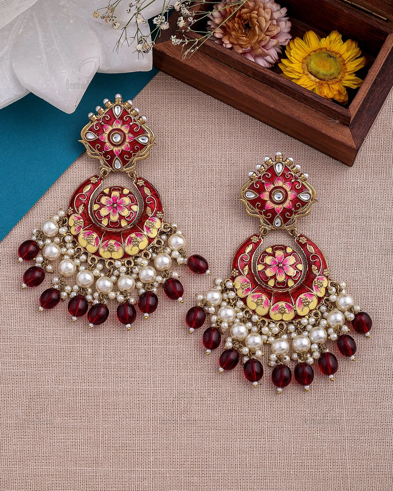 Ghazal Kundan Chandbali Earrings - RANG