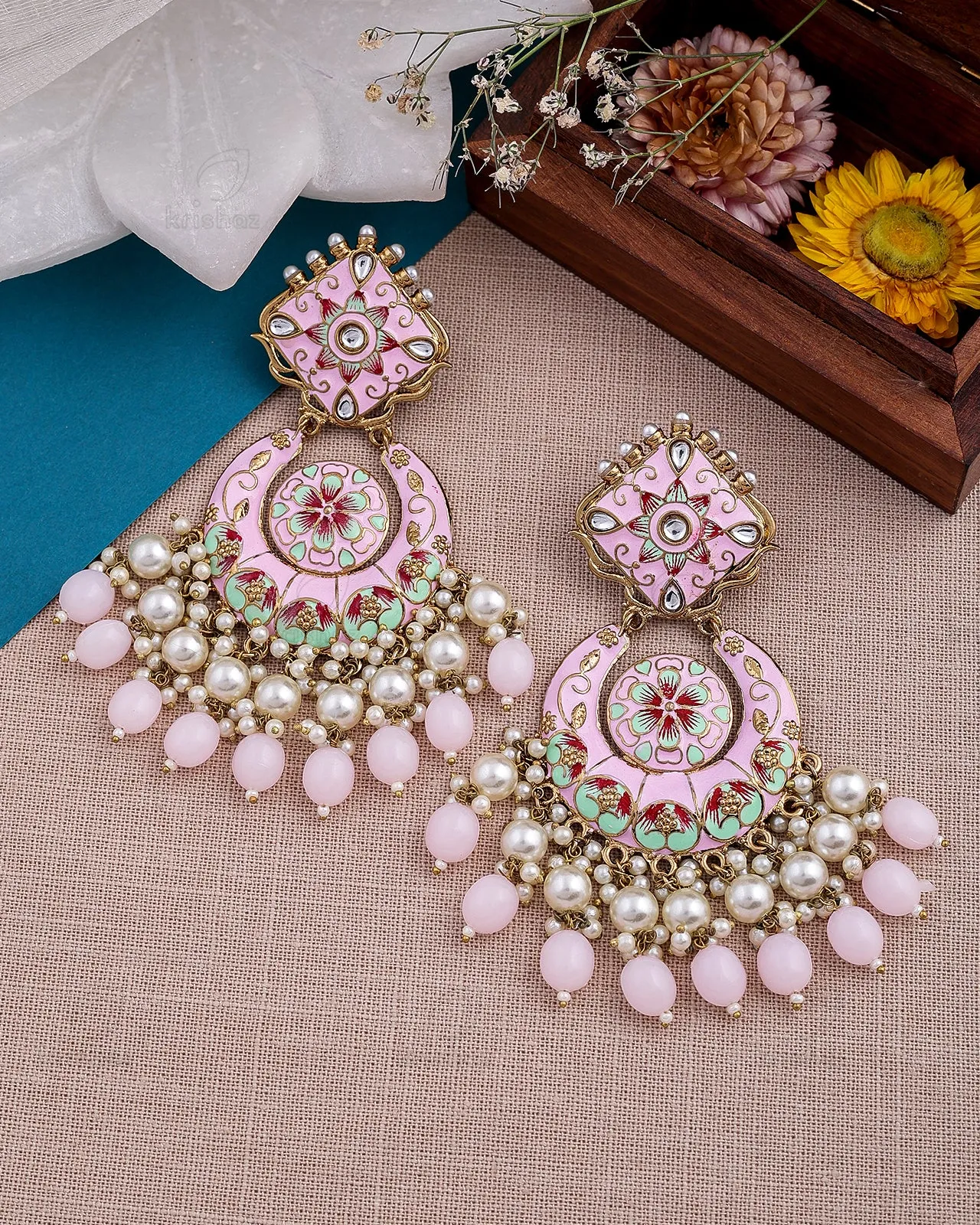 Ghazal Kundan Chandbali Earrings - RANG