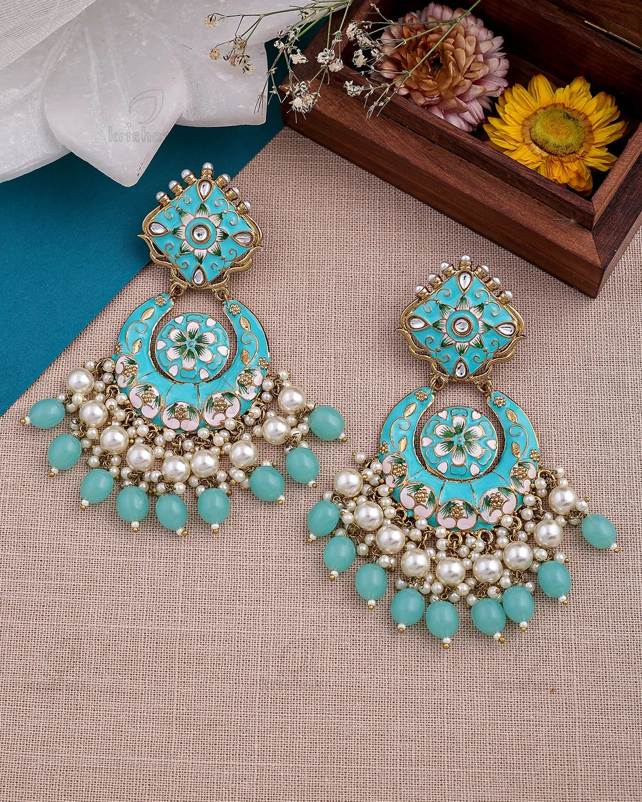 Ghazal Kundan Chandbali Earrings - RANG
