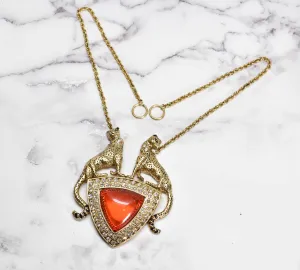 Gold Cheetah Pendant Necklace- Cheetah Ruby Necklace - 1 Piece