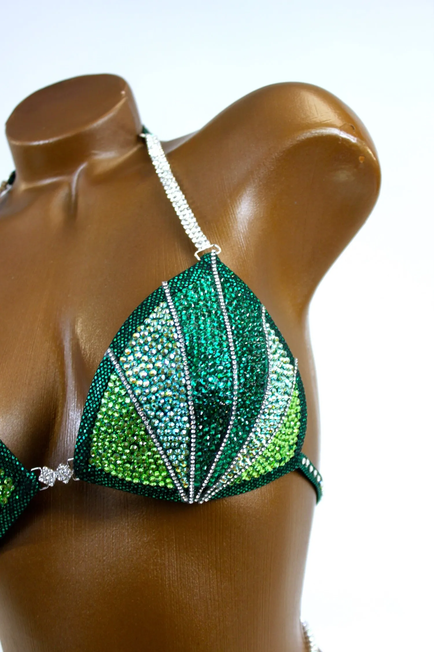 Gradient Emerald Shimmer Figure Competition Suit