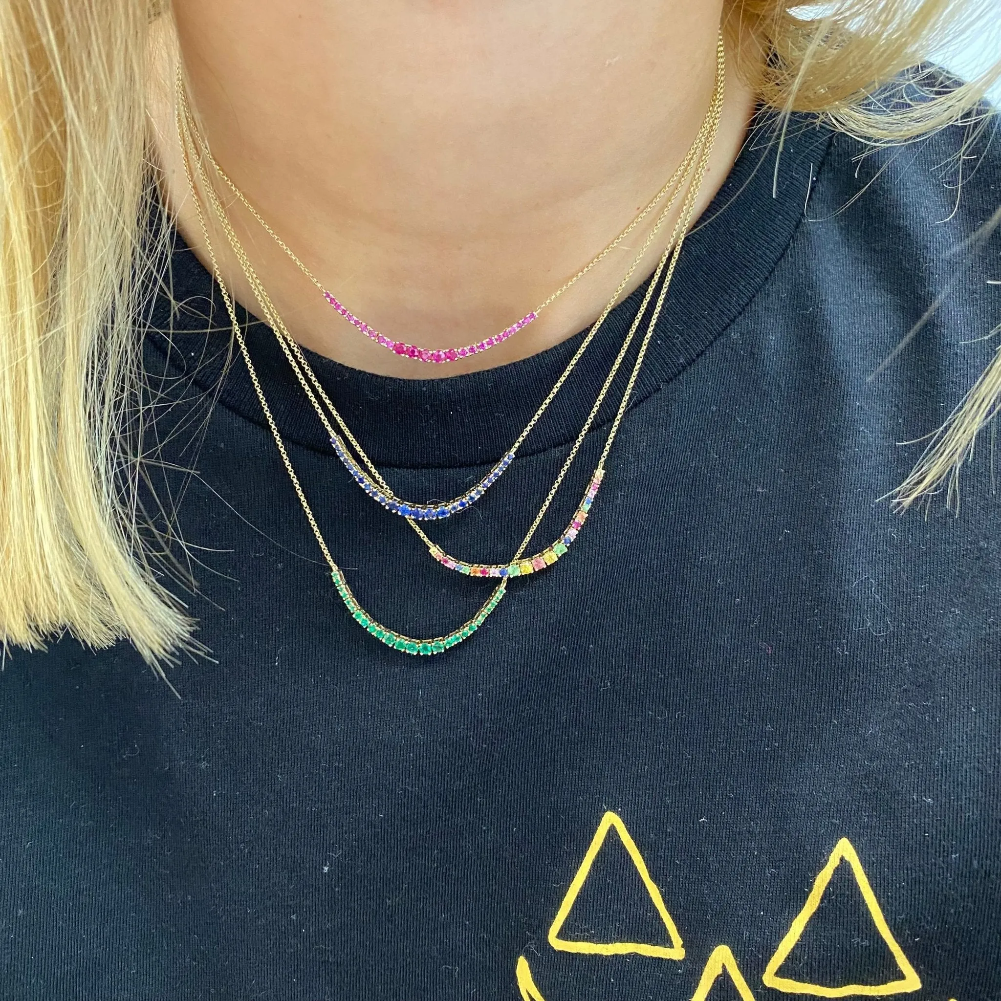 Graduated Basket Set Gemstone Necklace