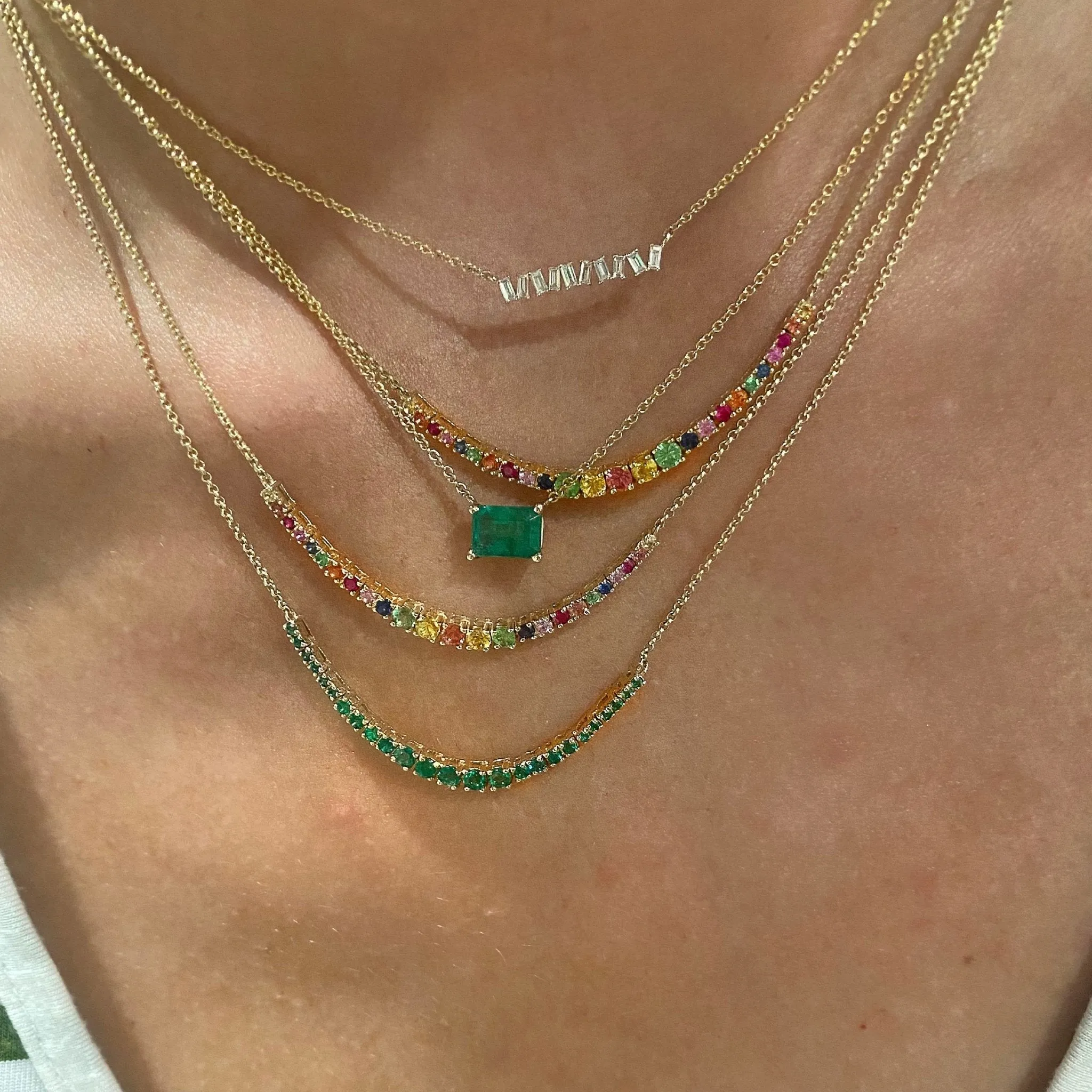Graduated Basket Set Gemstone Necklace
