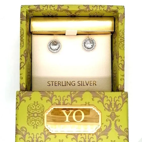 Halo Style sterling silver Pendant or Earrings - Available in other colours also