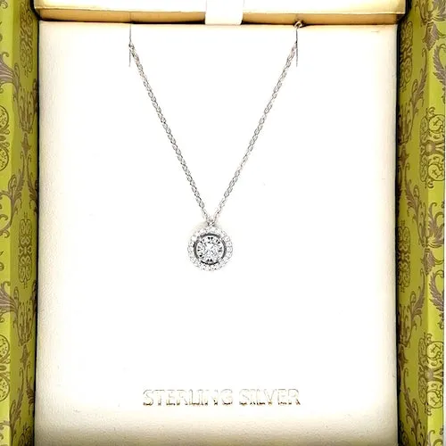 Halo Style sterling silver Pendant or Earrings - Available in other colours also