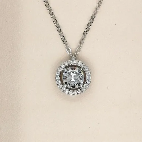 Halo Style sterling silver Pendant or Earrings - Available in other colours also
