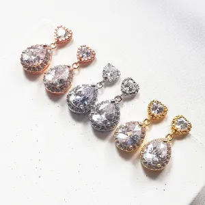 heart drop earrings silver, gold and rose gold,