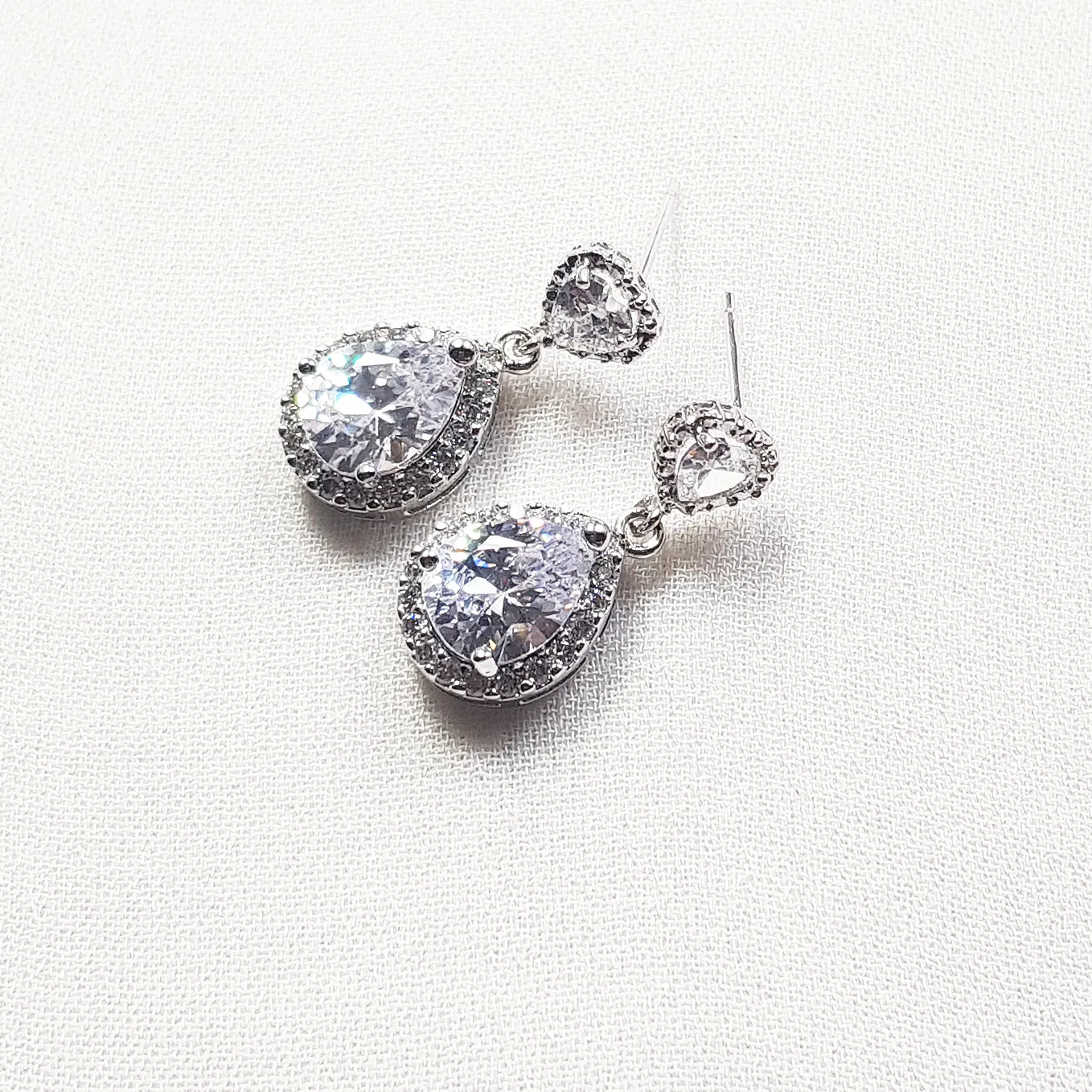 heart drop earrings silver, gold and rose gold,