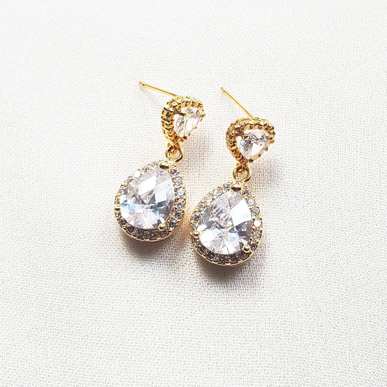 heart drop earrings silver, gold and rose gold,