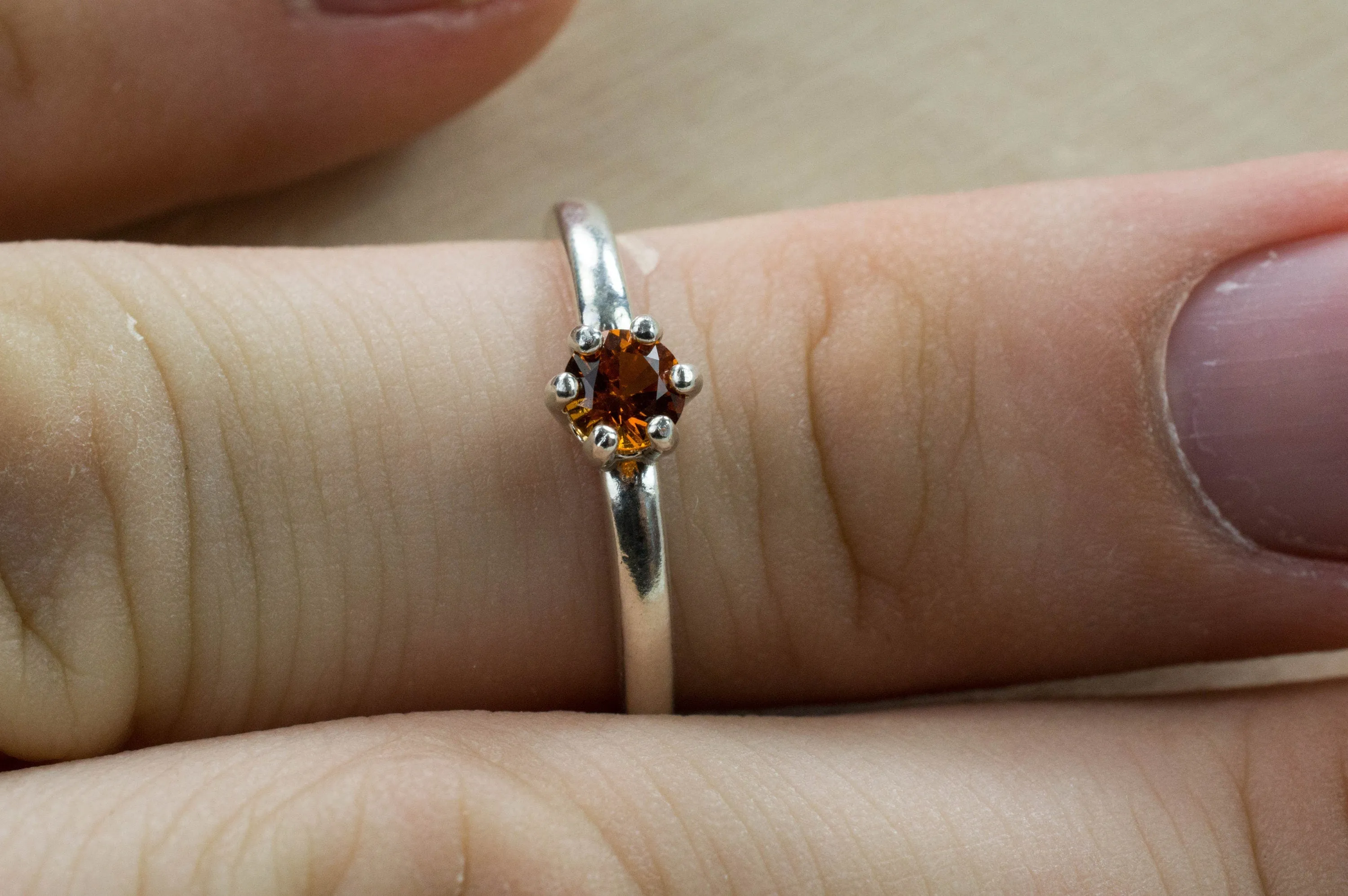 Hessonite Garnet Ring; Genuine Untreated Sri Lanka Garnet