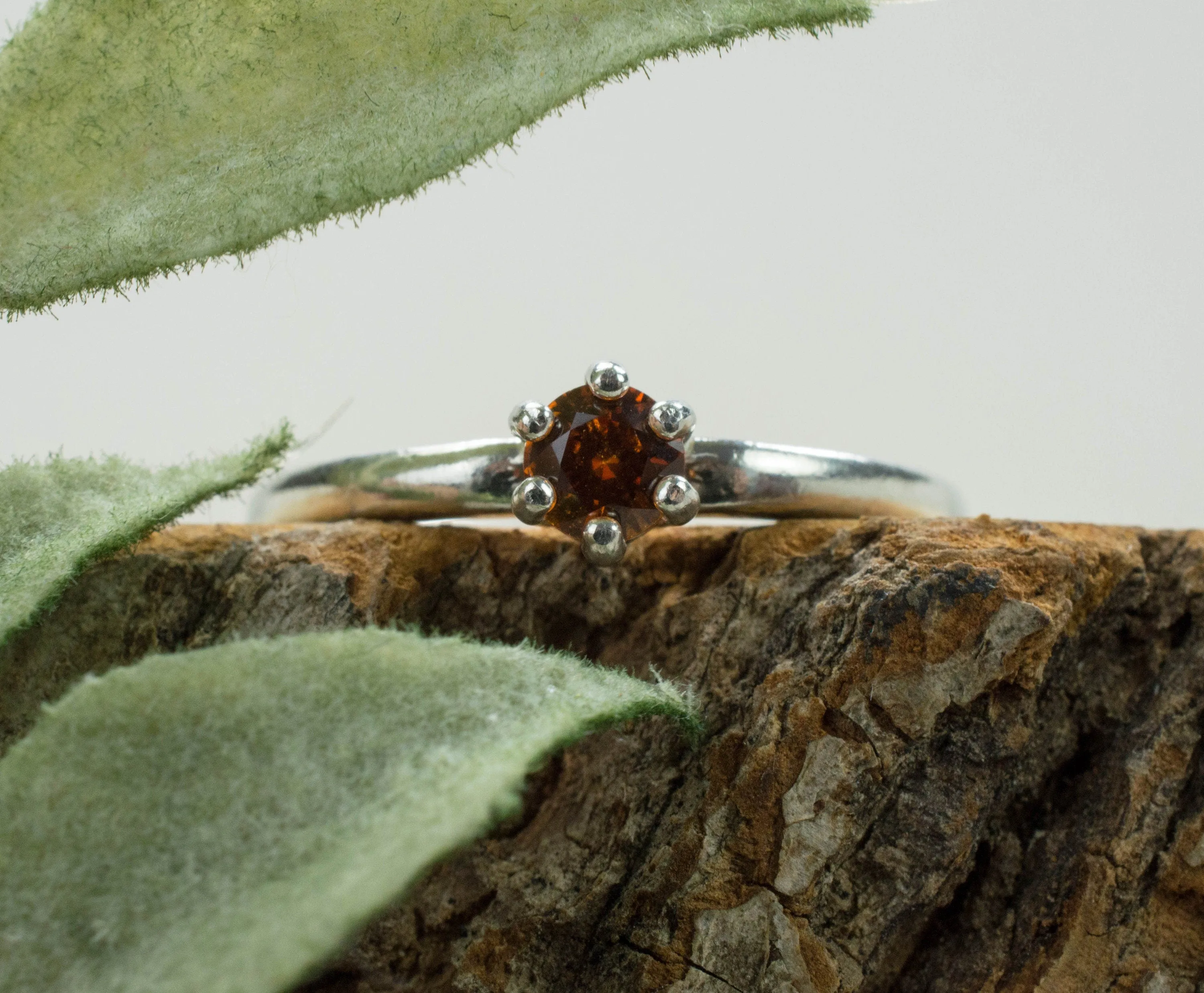 Hessonite Garnet Ring; Genuine Untreated Sri Lanka Garnet
