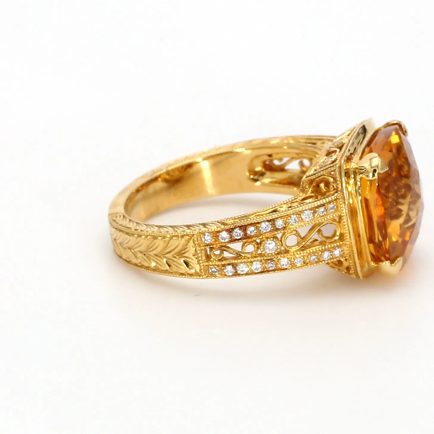 Honey Citrine & Diamond Ring