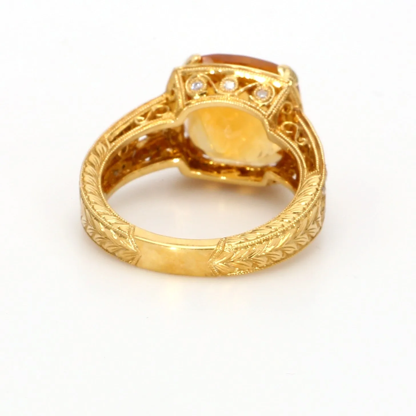 Honey Citrine & Diamond Ring
