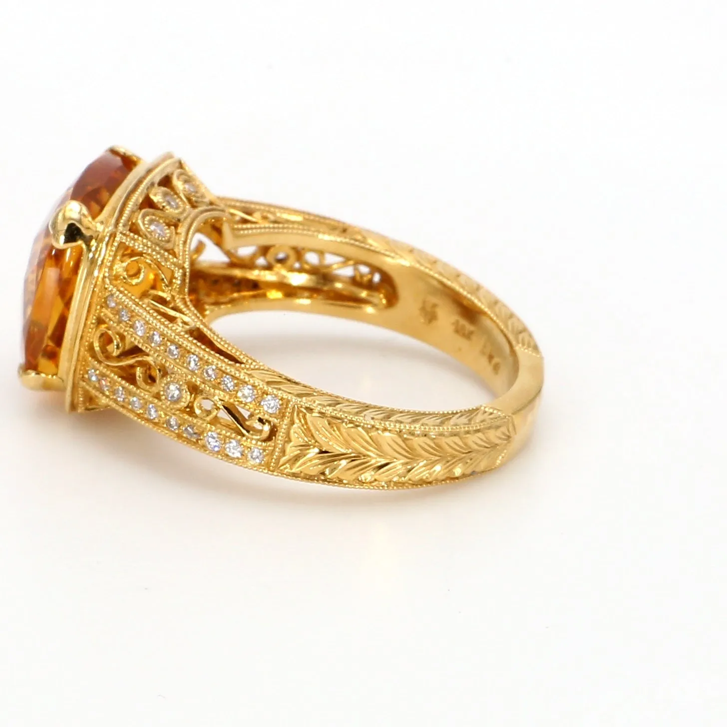 Honey Citrine & Diamond Ring
